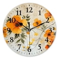 thumbnail image 1 of Analog Wall Clock Silent Non-Ticking Clocks Battery Operated Decor Clock for Living Room,Office,Kitchen-Vintage Orange Floral Painted On Cracked Surface(10inch), 1 of 4