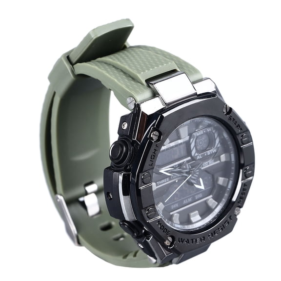 Analog Watch For Men, OD Green Water Resistant Calendar Alarm Stopwatch Men LED Digital Watch For Outdoor