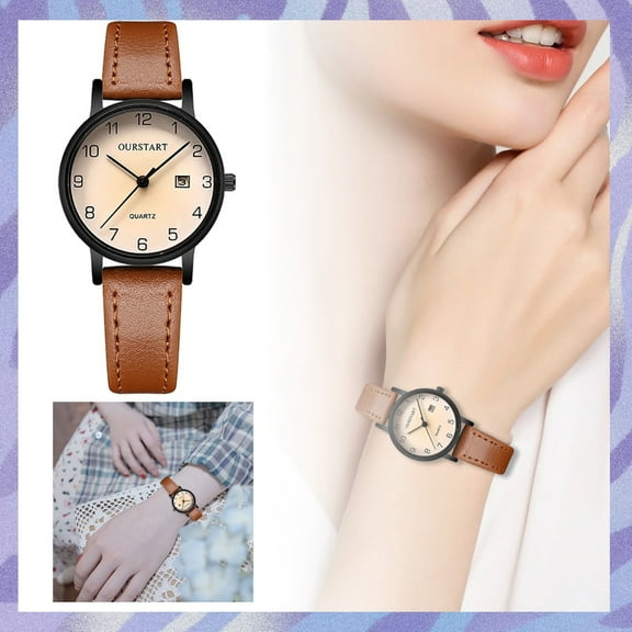 Analog Watch, Women's Wrist Watches, Ladies Watches for Women,wrist Watches for Woman, Student Watch Exam Dedicated Casual Digital Calendar Quartz Leather Strap Women's Watch