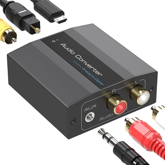 Analog to Digital Audio Converter RCA to Optical Converter RCA/3.5MM to Toslink and Coaxial Adapter for PS5 PS4 DVD Soundbar