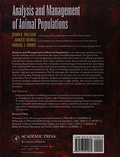 Pre-Owned Analysis and Management of Animal Populations [Hardcover] Williams, Byron K.; Nichols, James D. and Conroy, Michael J.