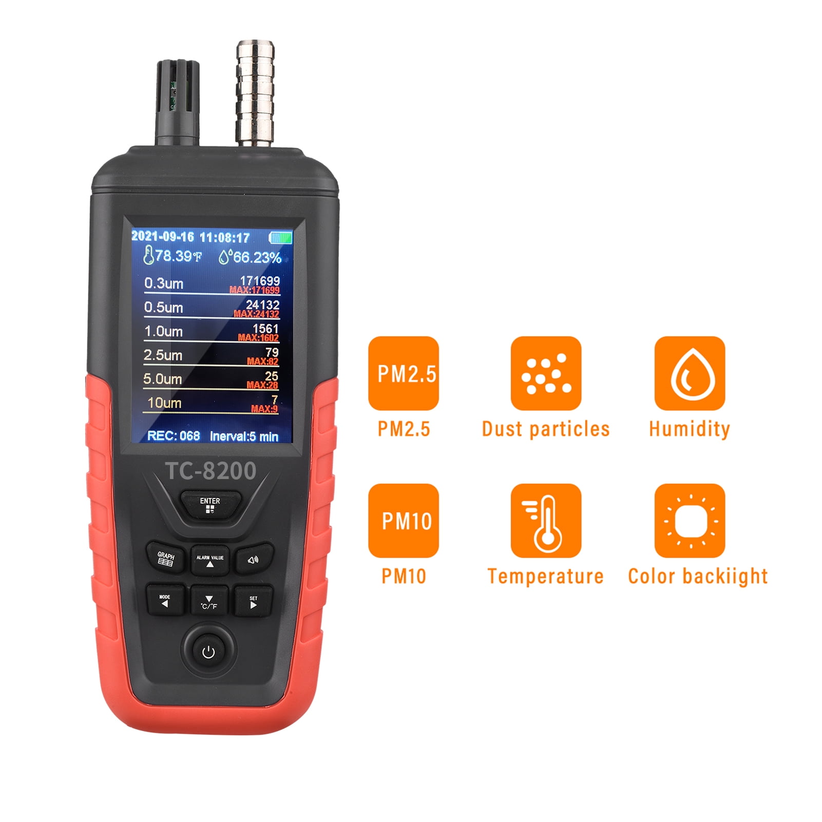 Analyzer Particle Counter 3.2in TFT Color Screen Data Record Dual Power ...
