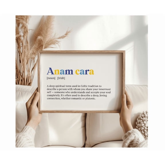 Anam Cara Poster Celtic Soulmate Quote Irish Wall Art For Love & Friendship Spiritual Connection Gift Minimalist Typography Decor Green