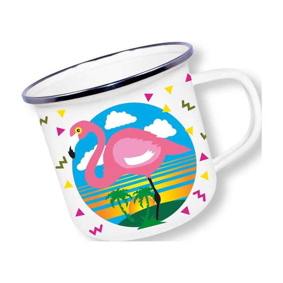 Anamelware Flamingo Mug by Deluxebase – 12.5 fl oz Enamel Cup for Hot Drinks, Camping & Cute Gifts