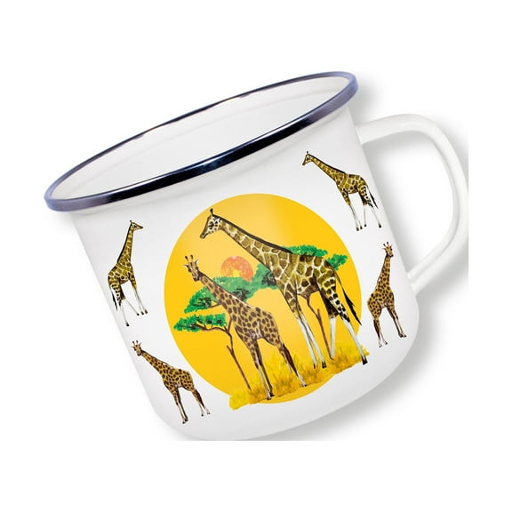 Anamelware Nature Collection - Giraffe by Deluxebase. 16oz Enamel Mug for Hot & Cold Drinks, Camping