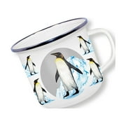 Anamelware Nature - Penguin Mug by Deluxebase. 16oz Enamel Camping Mug for Hot & Cold Drinks