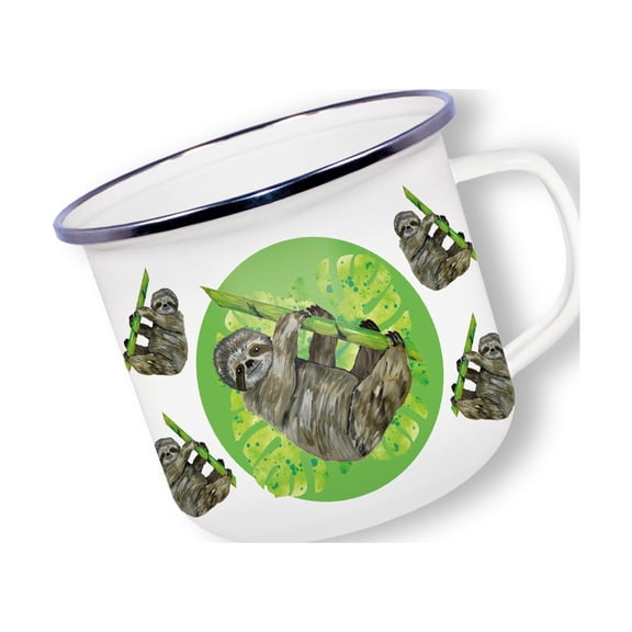Anamelware Nature Collection - Sloth by Deluxebase. 16oz Enamel Mug for Hot & Cold Drinks, Camping