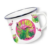 Anamelware Nature - Flamingo Mug by Deluxebase. 16oz Enamel Mug for Camping, Travel & Hot Drinks