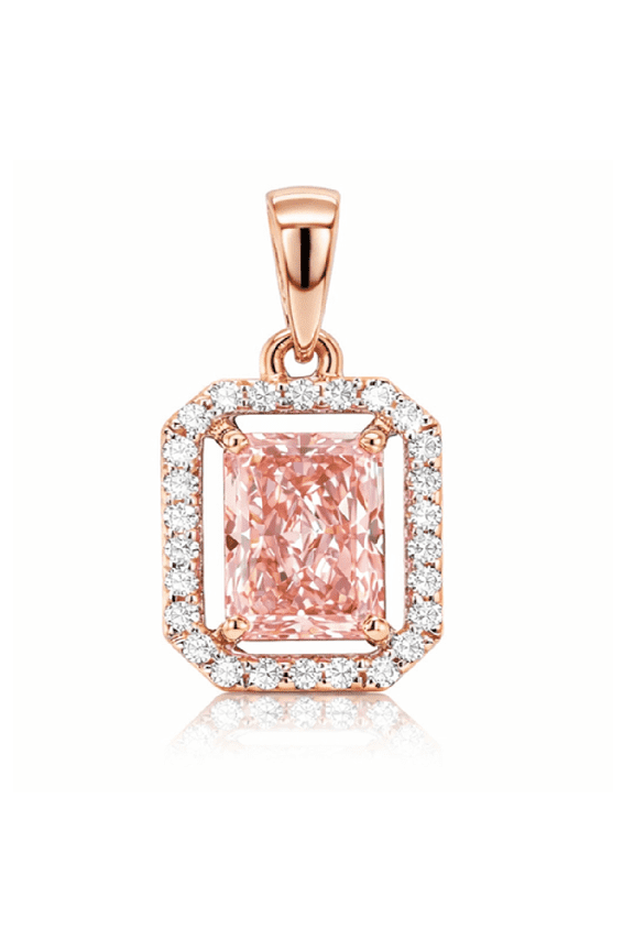 1.7 CT Pink Diamond Pendant 14K Gold IGI Certified Lab Grown Color E-F for Women