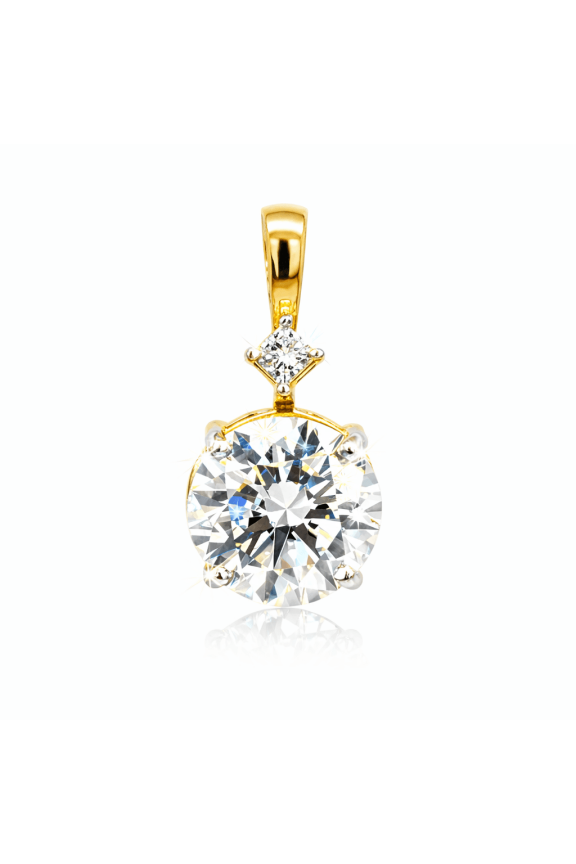 3CT Round Diamond Pendant in 14K Gold IGI Certified Lab Grown Color E-F VVS stack princess cut
