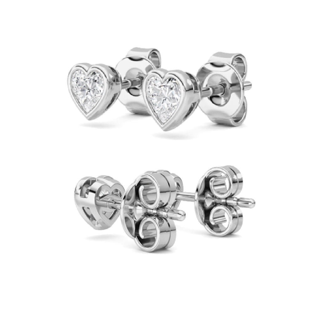 Anamira 4 CT TW Certified Lab Grown Heart Bezel Diamond Stud Earrings in 14K White Gold