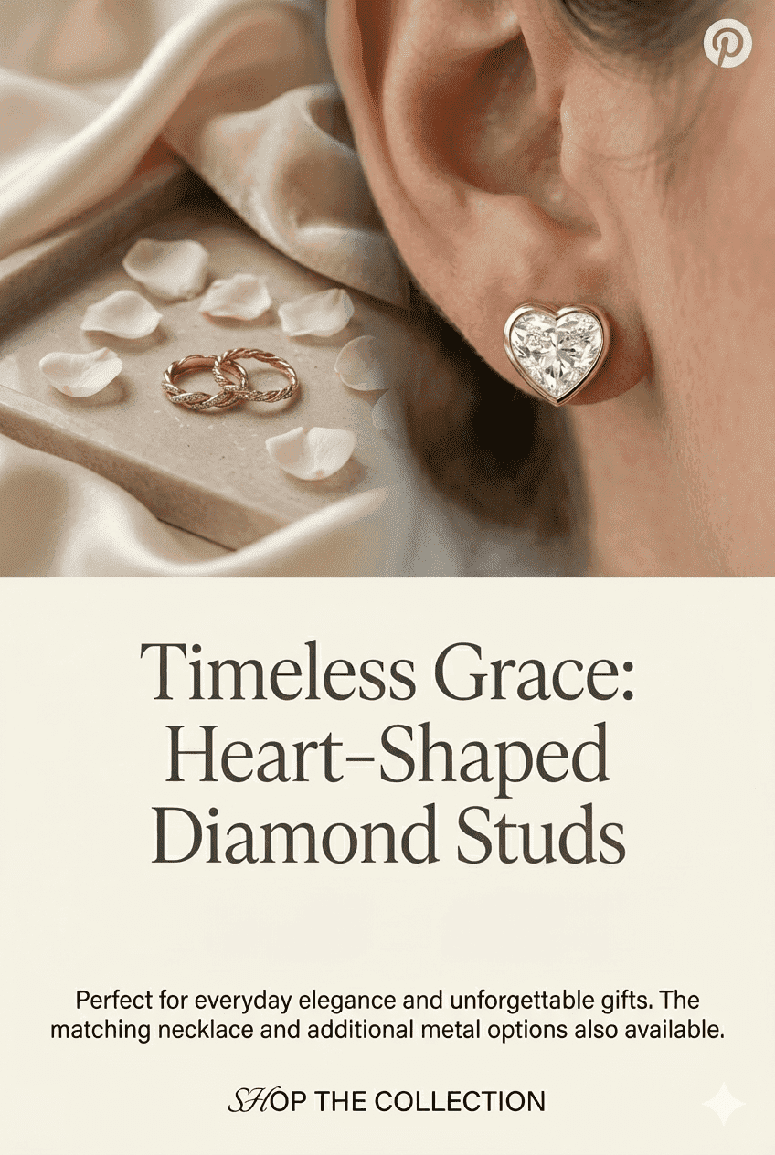 Anamira 4 CT TW Certified Lab Grown Heart Bezel Diamond Stud Earrings in 14K Yellow Gold