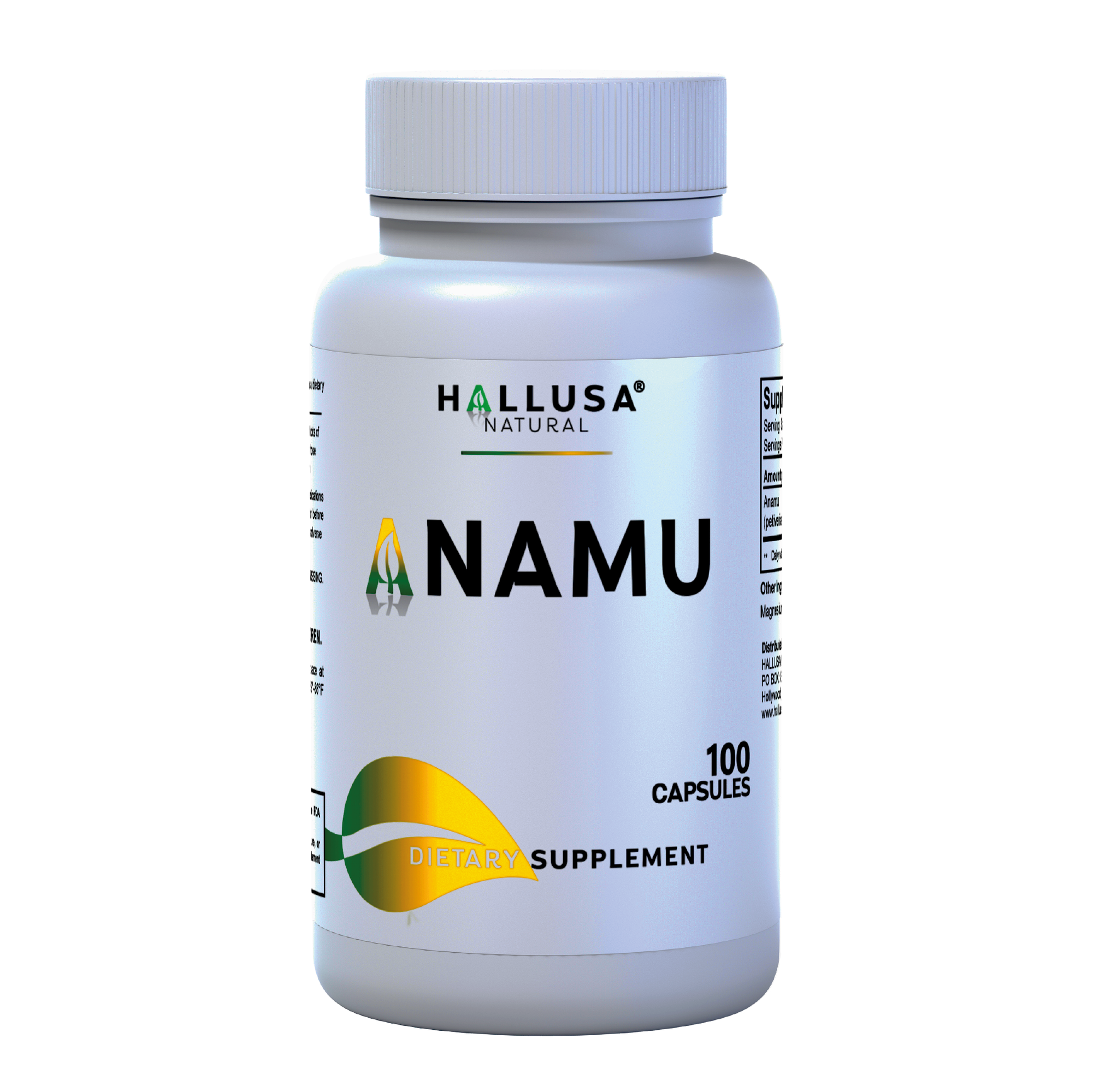 Organic Anamu 100 Capsules – Emotional Wellbeing, Mind Body Balance, Petiveria Alliacea 450 mg, Herbal Supplement for Vitality, Energy, Cellular & Immune Support – Hallusa Natural