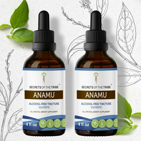 Secrets Of The Tribe Anamu Tincture Dietary Supplement, Natural Herbal Extract for Immune and Detox Support, Jamaican Guinea Hen Weed (Petiveria alliacea) Dried Herb, Alcohol-Free Extract, 2x4 oz
