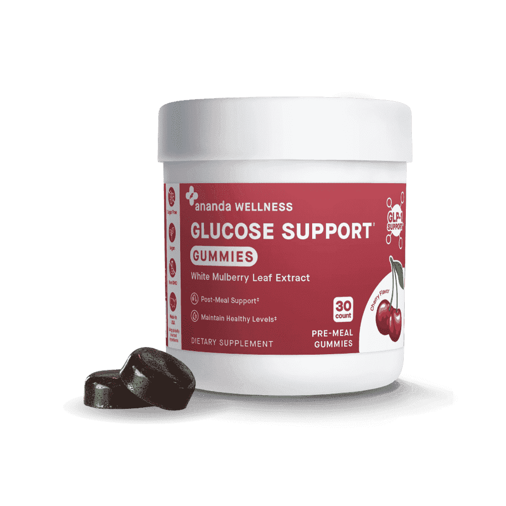 Ananda Wellness GLP-1 Support Gummies, Cherry Flavor, Zero Sugar, Carb & Glucose Metabolism Support, 30 Ct