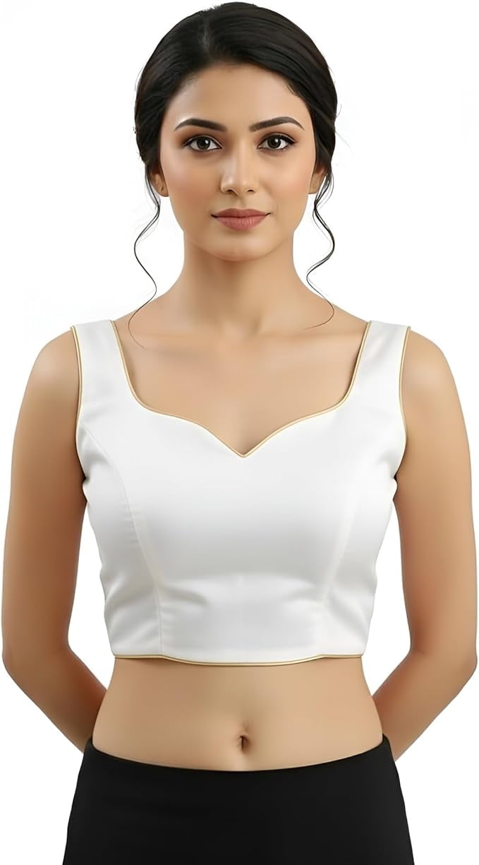 Ananya Fashion and Crafts Hub Women’s Sleeveless Sweetheart Neck Dupion ...