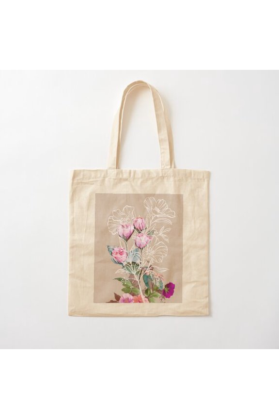Anaomidesigns, Floral Bloom Canvas Tote Bags, Reusable Shopping Bag