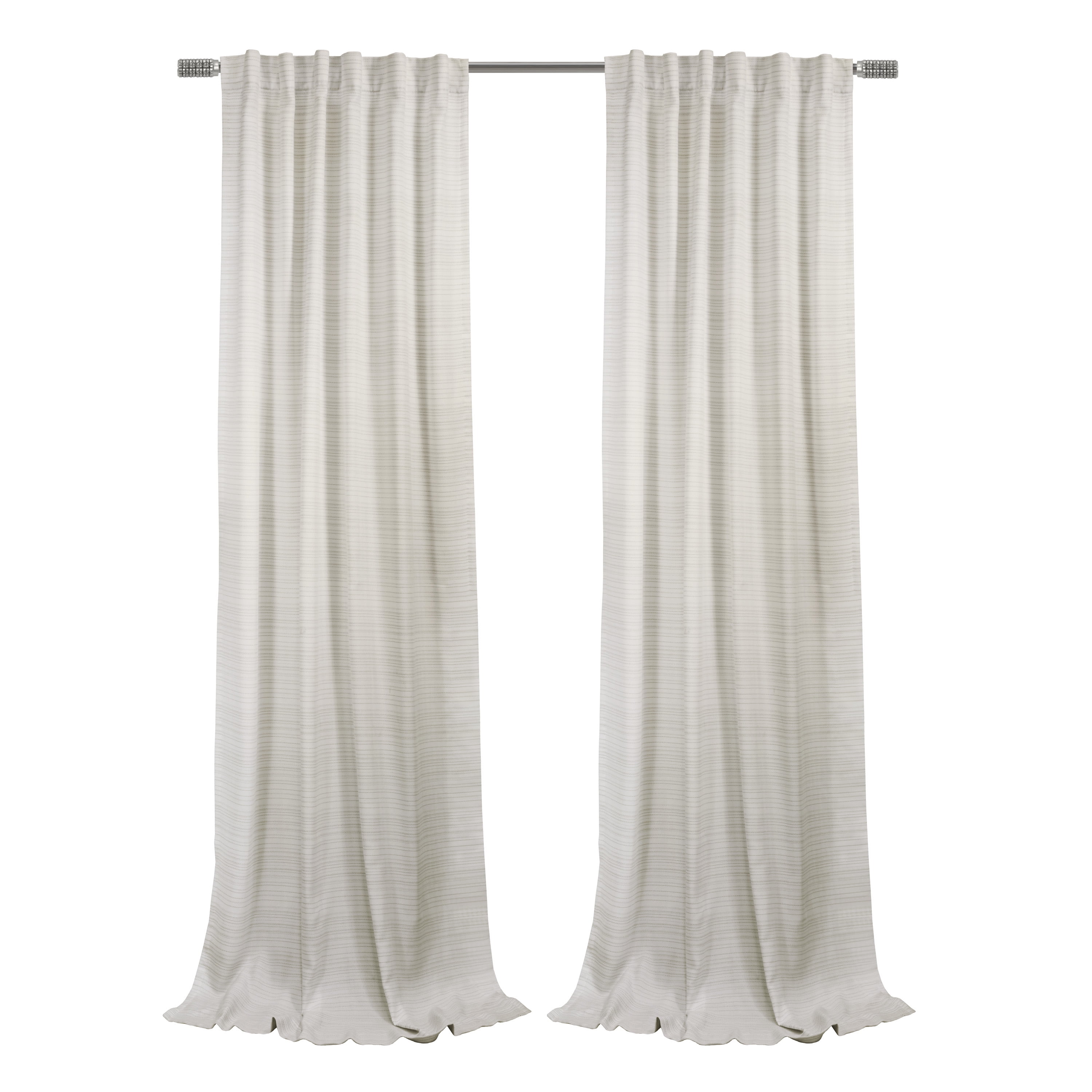 Anapolis Light-Filtering Herringbone Tone on Tone Textured Dual Header(Back Tab/Rod Pocket) Curtain Panel 52" x 108" in Linen
