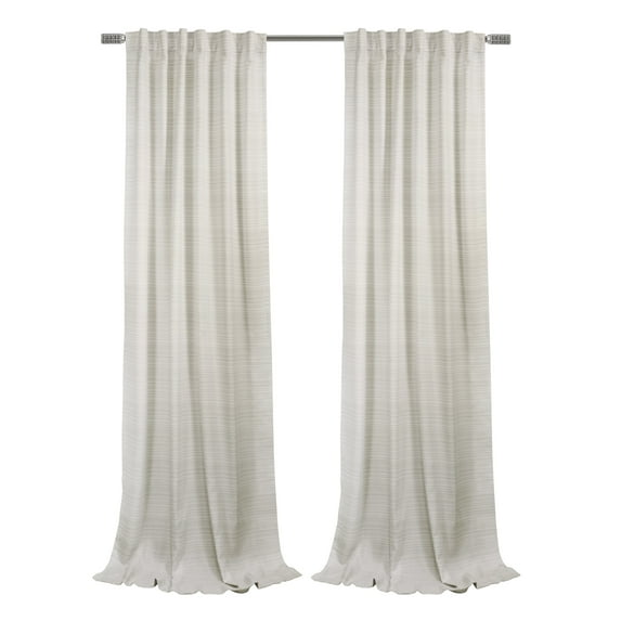 Anapolis Light-Filtering Herringbone Tone on Tone Textured Dual Header(Back Tab/Rod Pocket) Curtain Panel 52" x 84" in Linen