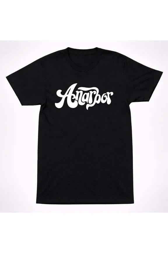 Anarbor Script Logo Shirt White Text Minimal shirt Graphic Black Emo T-Shirt
