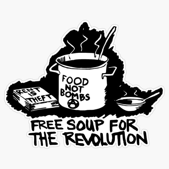 Anarchist Activism Movement Food Not Bombs Community Kitchen Peace Symbol Decal For Notebook Sticker