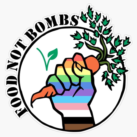 Anarchist Social Justice Movement Food Not Bombs Community Kitchen Slogan Decal For Notebook Sticker