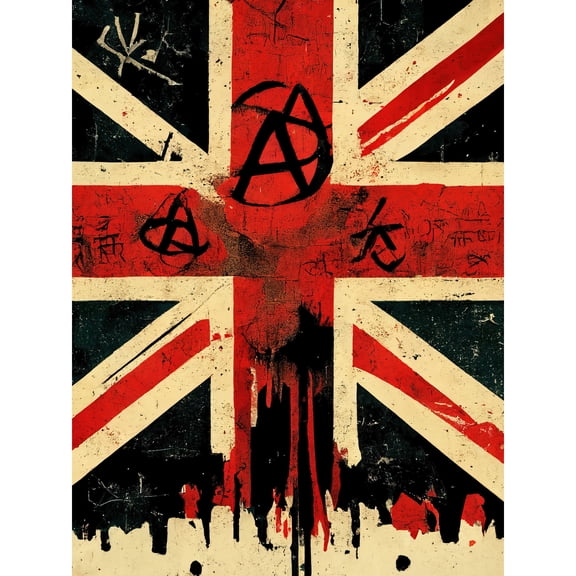Anarchy Flag Graffiti Print Union Jack Punk UK Large Wall Art Poster Print Thick Paper 18X24 Inch