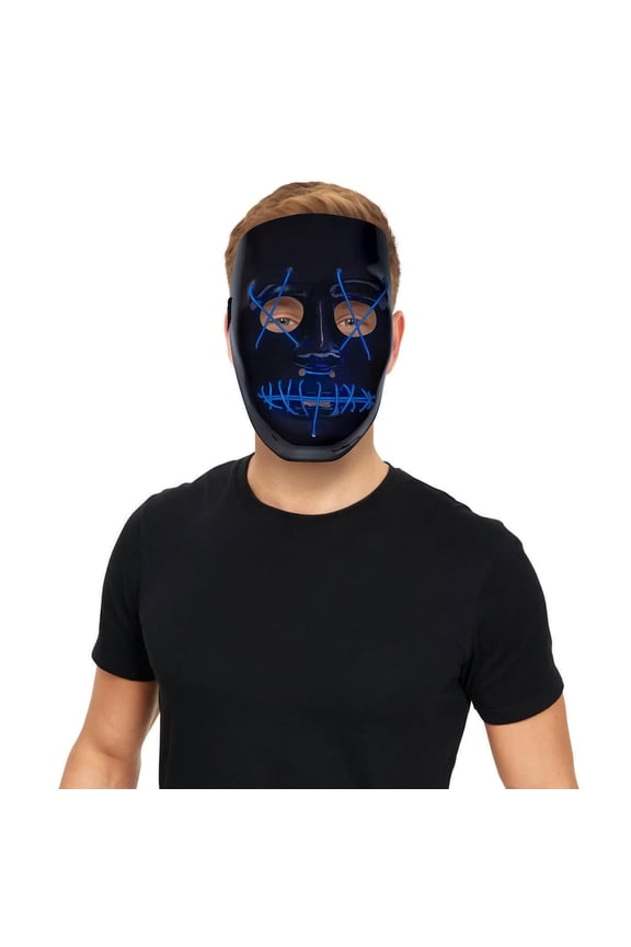 Anarchy Light Up Mask Plastic Card Masks Party One Size Male Adult Black Fancy Dress Book Week Halloween