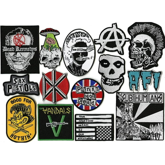 Anarchy & Skulls: Punk Rock Legends 14pc Patch Set Dead Kennedys, Misfits, AFI & More - Iron-On Collection by Nixon Thread Co.
