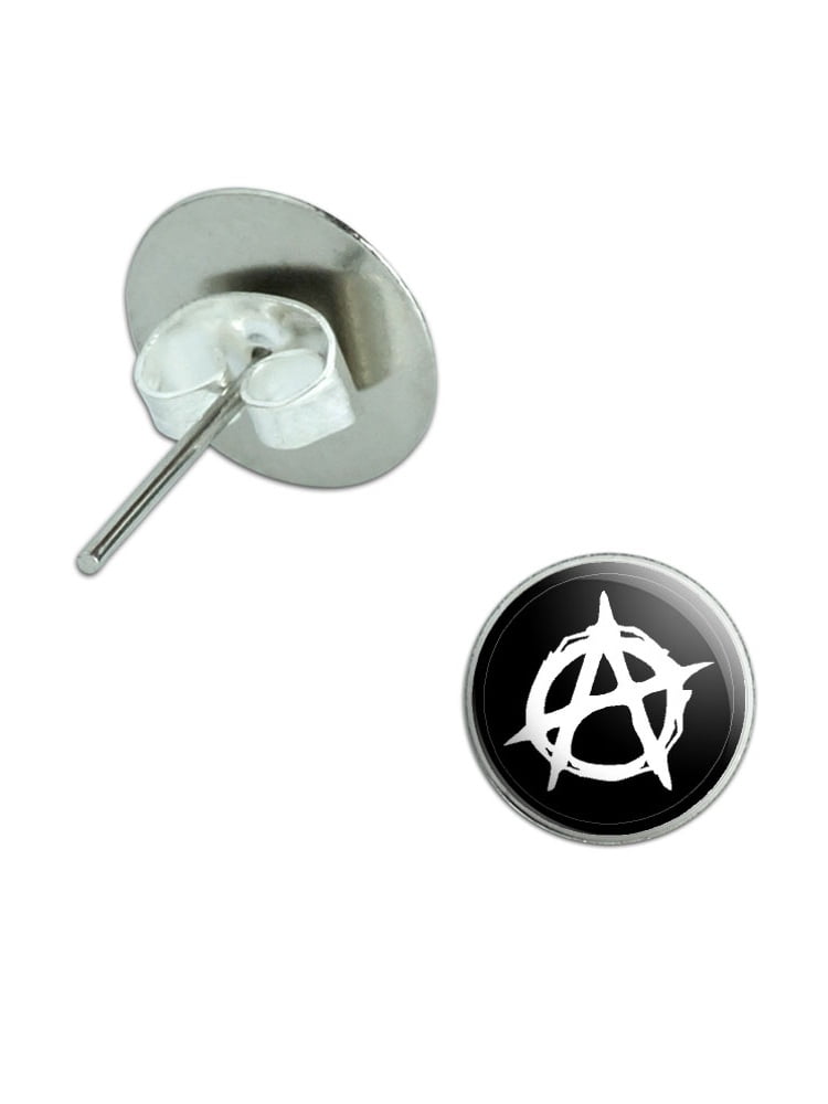 Anarchy Symbol Pierced Stud Earrings - Walmart.com