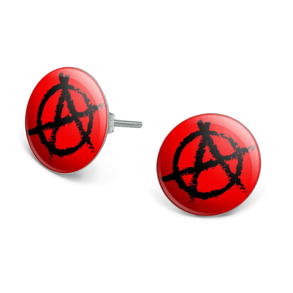 Anarchy Symbol Red Novelty Silver Plated Stud Earrings - Walmart.com