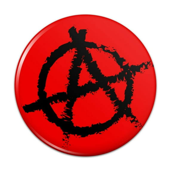 Anarchy Symbol Red Pinback Button Pin