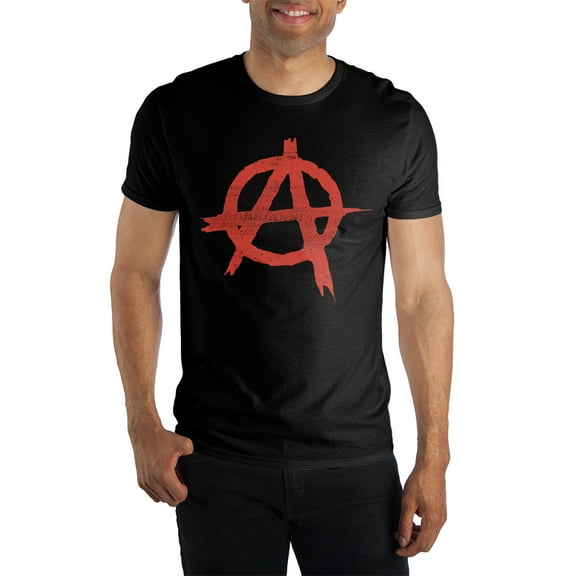 Anarchy Symbol Sign Punk Rock Men's Black T-Shirt Tee Shirt-Medium