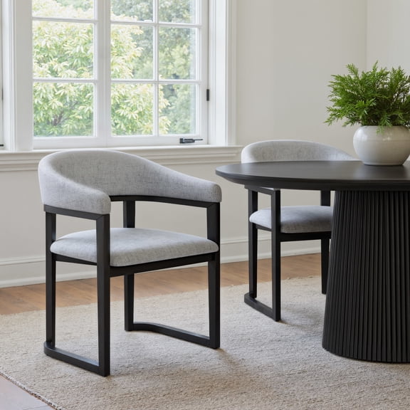 Anasa Dining Chair Gray Dining Chair, Modern Style, Cozy polyester linen fabric, Rubberwood, Indoor Dining