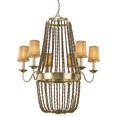 thumbnail image 1 of Anastasia 12-Light Antique Gold Leaf Chandelier With Wooden Beaded Chains And Gold Fabric Shades, 1 of 2