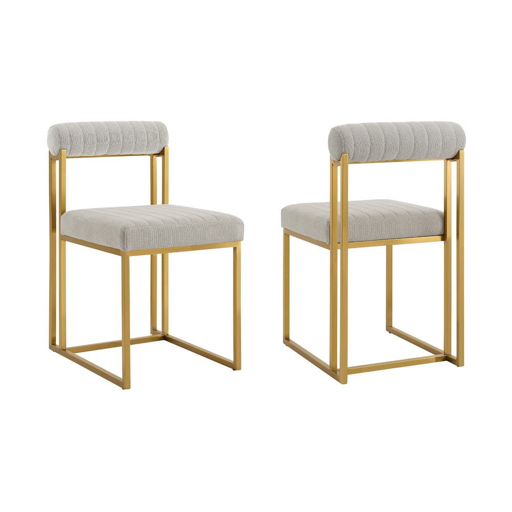 Anastasia Dining Chair with Gold Brushed Stainless Steel and Taupe Fabric - Set of 2