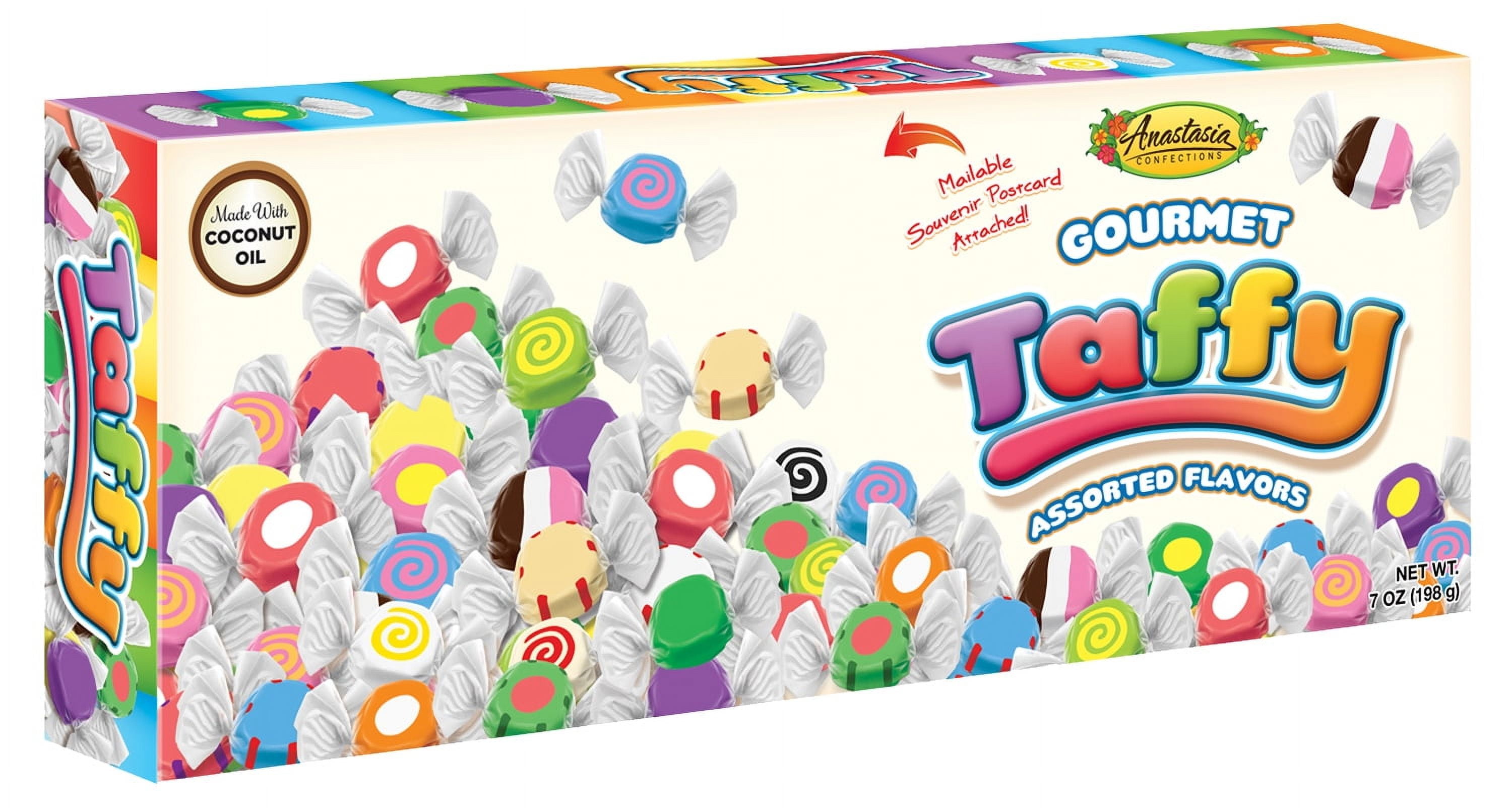 Anastasia Gourmet Taffy assorted flavors Piece Box, 7 oz
