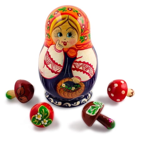 Anastasia with Mushrooms Nesting Dolls 5 Inches