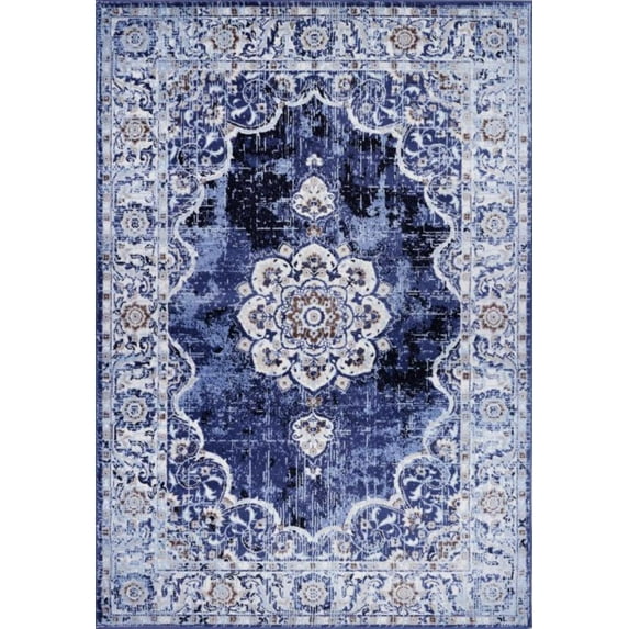 Anatolia Home Collection Blue And Cream 5'3" X 7'7" Area Rugs AH0458