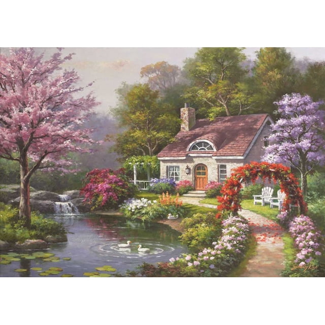 Anatolian Puzzle 1500 Teile – „Cottage Mit Steinbrücke“, 85 X 60 Cm, Blendfreie Oberfläche