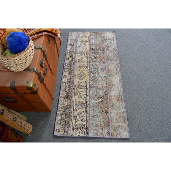 Anatolian Rug, , Patchwork Rug, Rugs For Wall Hanging, Turkish Rug, Vintage Rug, 2.1x4.4 ft Small Rugs, Green Anatolian Rug