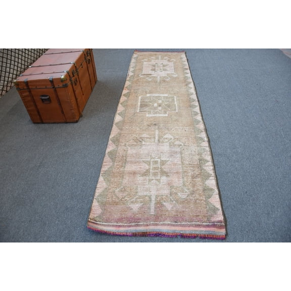 Anatolian Rug, Turkish Rug, , Rugs For Living Room, Herki Rug, Vintage Rug, 2.8x10.2 ft Area Rug, Beige Kitchen Rug, Handmade Bedroom Rug