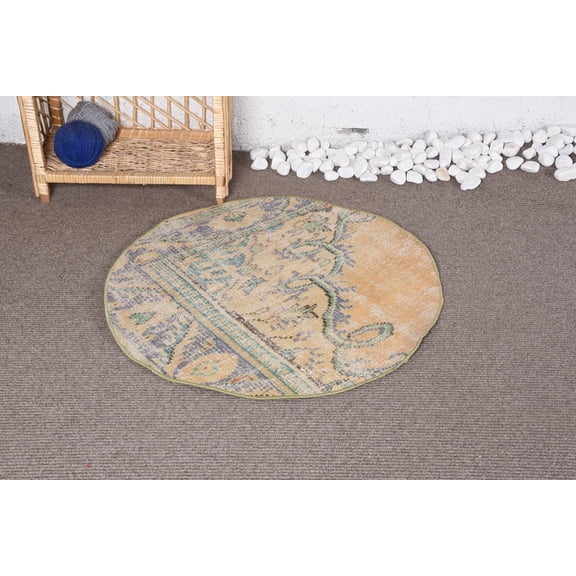 Anatolian Rug, Vintage Rug, 2.7x2.7 ft Small Rug, Cool Rug, Turkish Rugs