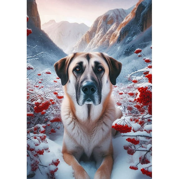 Anatolian Shepherd - Best of Breed DCR Winter Berries House Flag 28" x 40"