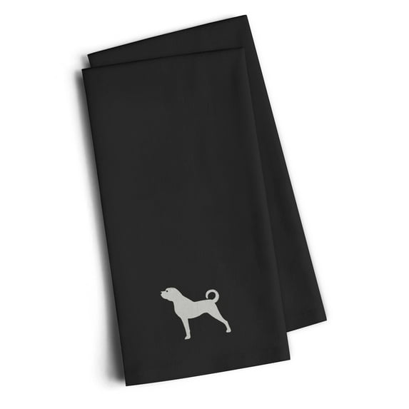 Anatolian Shepherd Black Embroidered Towel Set of 2