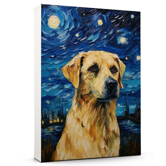 Anatolian Shepherd Dog Canvas Wall Art - Starry Night Van Gogh Dog Canvas Print Dog Sayings Painting Home Office Wall Decor Framed Dog Lover Gift