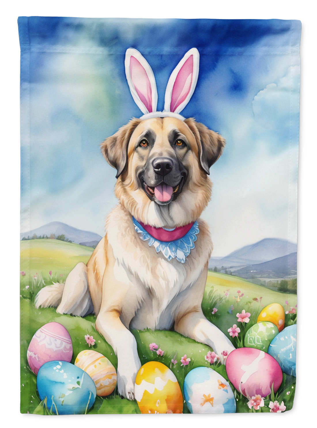 Anatolian Shepherd Dog Easter Egg Hunt House Flag 28 in x 40 in