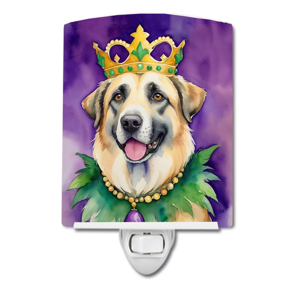 Anatolian Shepherd Dog King of Mardi Gras Ceramic Night Light 4 in x 6 in