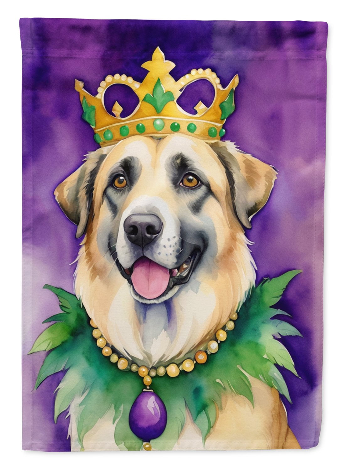 Anatolian Shepherd Dog King of Mardi Gras House Flag 28 in x 40 in