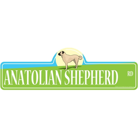 Anatolian Shepherd Street Sign | Indoor/Outdoor | Dog Lover Funny Home Décor for Garages, Living Rooms, Bedroom, Offices | SignMission personalized gift | 20" Wide